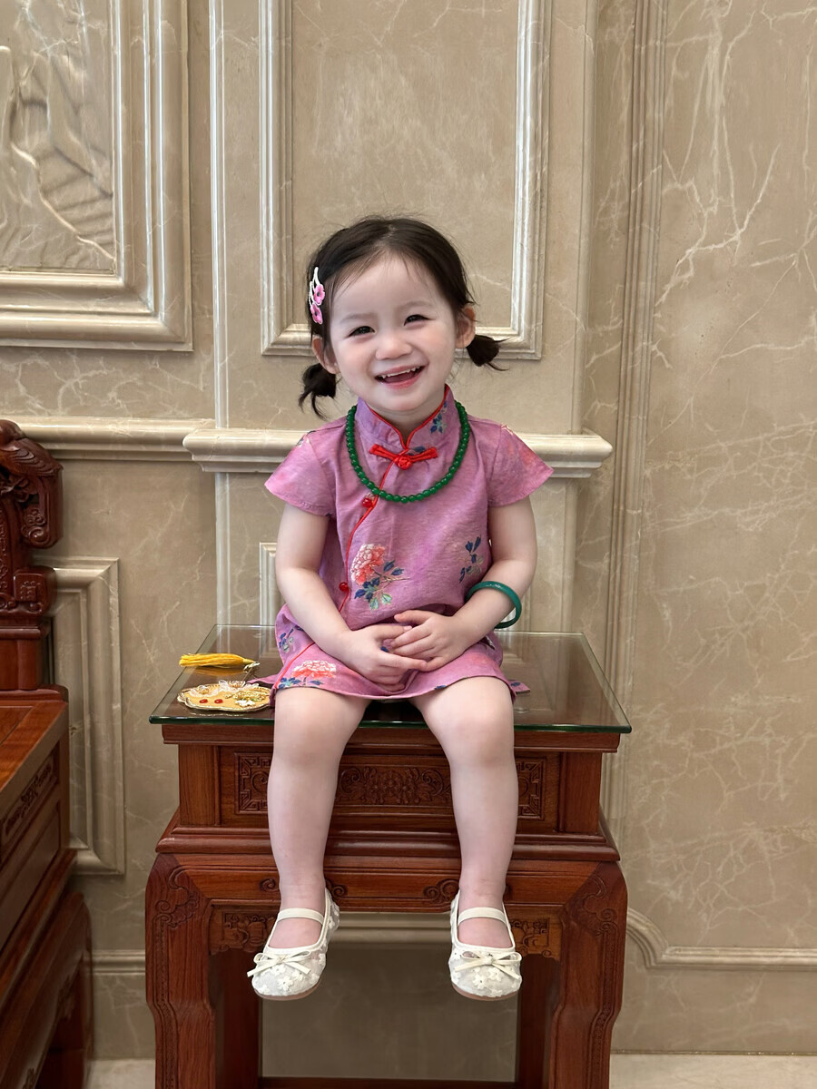 FADOBABY Girls' Qipao Dress 2026 New Summer Children's New Chinese Style Jacquard Retro Dress Baby Hanfu Skirt 16